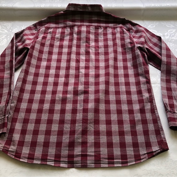 Marc Ecko Men’s Size XL Marron Checkered Long Sleeves Dress Shirt Button-Up Top - Picture 14 of 15